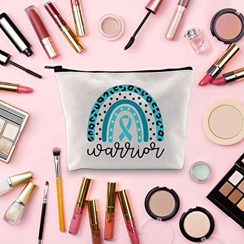 BLUPARK Ovarian Cancer Awareness Makeup Bag - Travel Cosmetic Case - Teal - 10x7.5x2 inches - Image 4