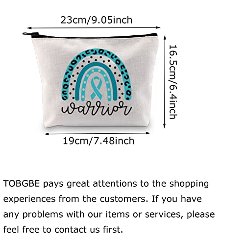 BLUPARK Ovarian Cancer Awareness Makeup Bag - Travel Cosmetic Case - Teal - 10x7.5x2 inches - Image 2