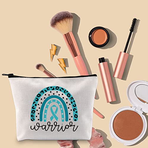 BLUPARK Ovarian Cancer Awareness Makeup Bag - Travel Cosmetic Case - Teal - 10x7.5x2 inches - Image 3