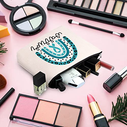 BLUPARK Ovarian Cancer Awareness Makeup Bag - Travel Cosmetic Case - Teal - 10x7.5x2 inches - Image 5