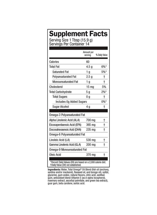 BARLEAN'S - Total Omega 3 6 9 Orange Crème Liquid Fish Oil Supplement With Borage And Flaxseed Oil 2400 Mg Of Omegas Epa And Dha Plus Gla For Joint And Heart Health 8 Oz - Image 1