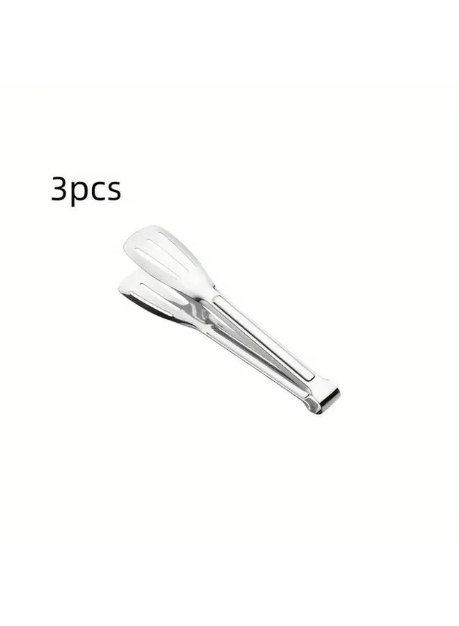 3pcs Stainless Steel Kitchen Tongs Set Non Slip Grip Heat Resistant BBQ Salad Serving - Image 1