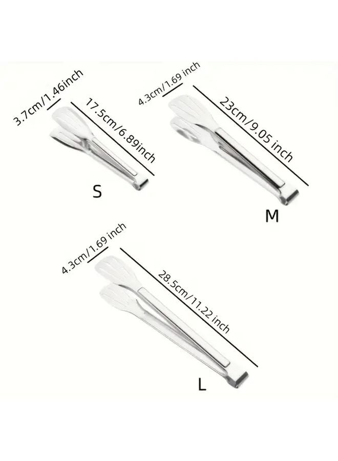 3pcs Stainless Steel Kitchen Tongs Set Non Slip Grip Heat Resistant BBQ Salad Serving - Image 3