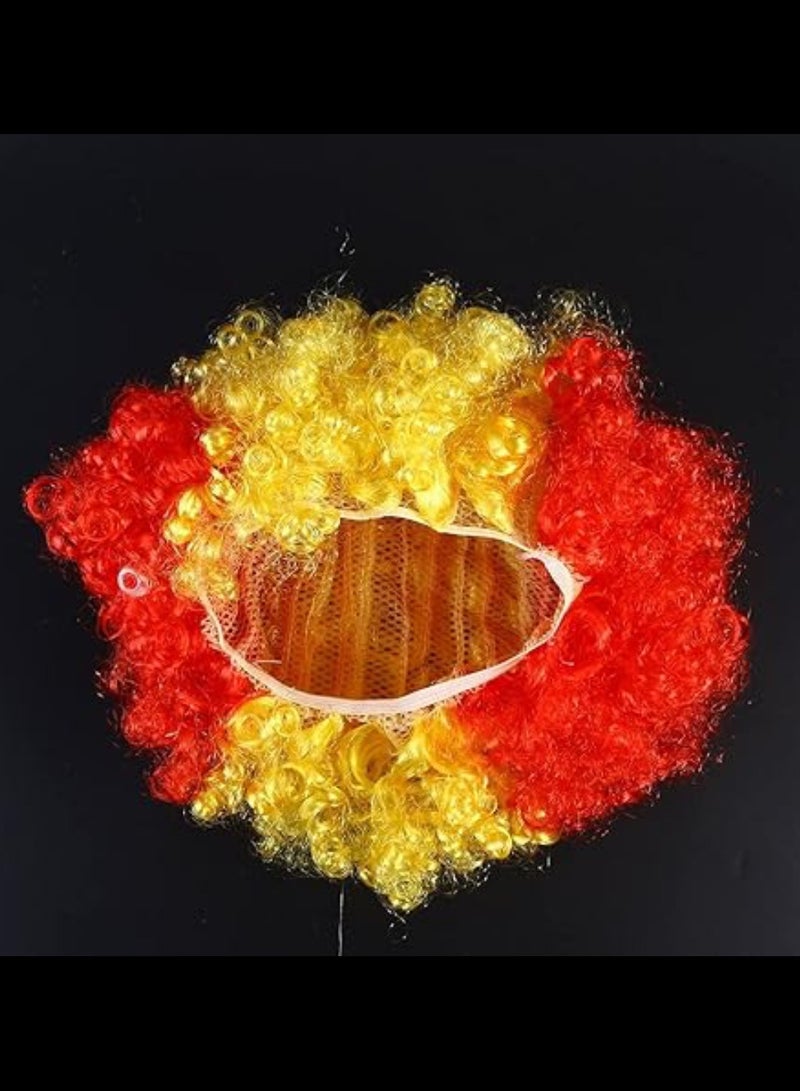 Vitacelli Spanish Afro Flag Wig for Football World Cup Fans Music Festival Rave Party  - Image 2