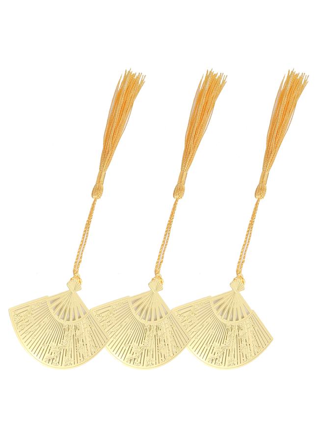 Loquat 3Pcs Brass Bookmarks Chinese Antique Folding Fan Metal Literature Art Gifts Books Supplies - Image 5