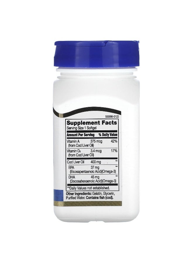 21st CENTURY 21st Century, Norwegian Cod Liver Oil, 400 mg, 110 Softgels  - Image 2
