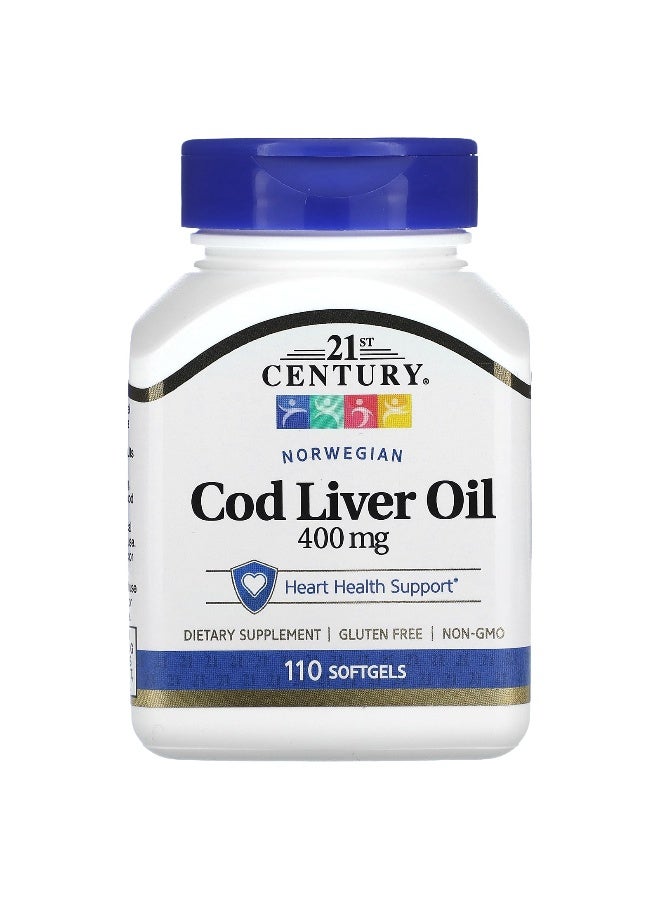 21st CENTURY 21st Century, Norwegian Cod Liver Oil, 400 mg, 110 Softgels  - Image 1