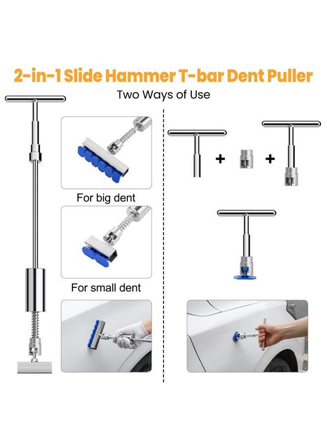 Sigoobal Car Dent Puller Kit, 135pcs Paintless Dent Removal Kit, Car Dent Repair Kit with Golden Lifter, Bridge Puller, Slide Hammer 2 in 1 T-Bar, Dent Puller for Car Refrigerator Door Ding Repair - Image 3