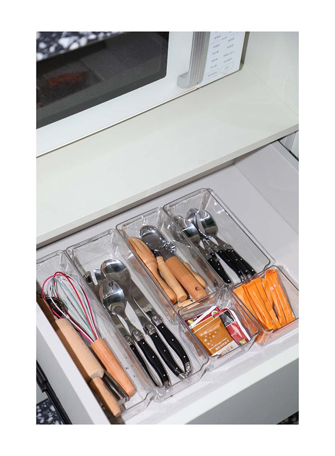 ايست من نون مجموعة من 6 منظمات أدراج بلاستيكية شفافة، صناديق تخزين بلاستيكية بأحجام متعددة لمستحضرات التجميل، وغرفة النوم، وأدوات المطبخ، والأواني، والمكتب - Image 5