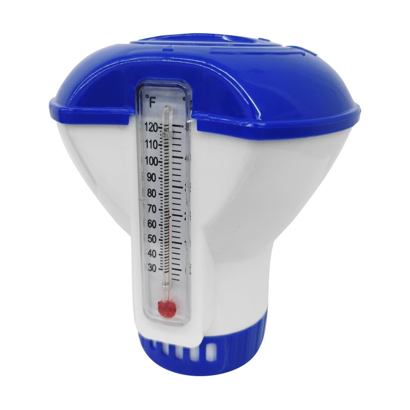 5-inch Float Dispenser Float Cup Pool Spa Chlorine Tablet Dispenser Floater with Thermometer 120℉ - Image 1