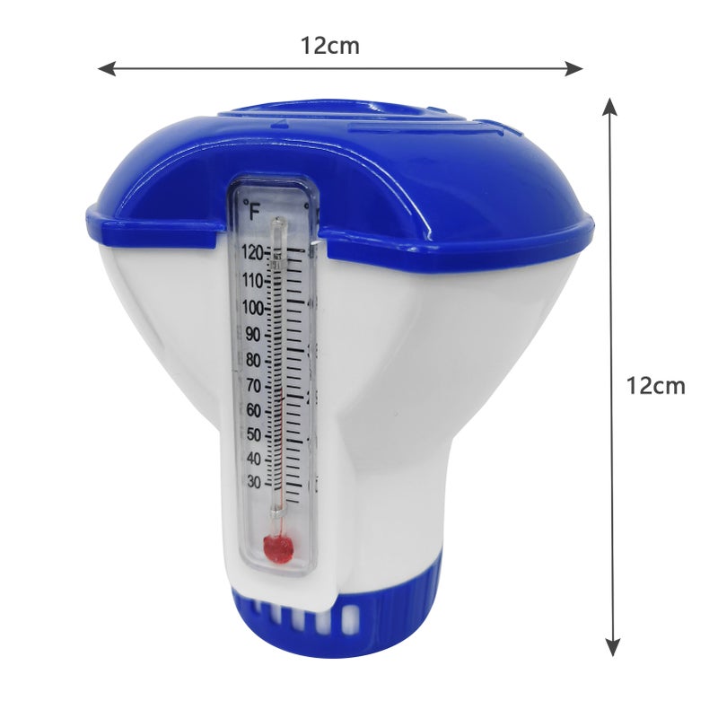 5-inch Float Dispenser Float Cup Pool Spa Chlorine Tablet Dispenser Floater with Thermometer 120℉ - Image 3