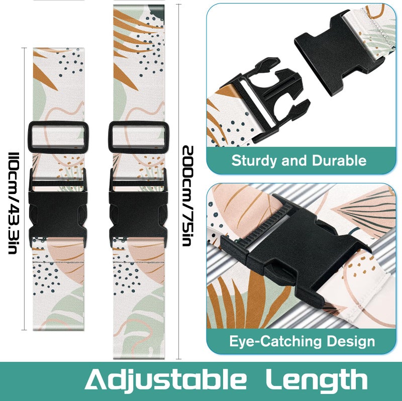 Slohif Luggage Straps for Suitcases Travel Belt Accessories Luggage Connector Identifiers Over Handle with Buckle Unique Boho Nylon Adjustable Strap for Sleeping Bag Car Seat Color Leaf (2 Pack) - Image 2