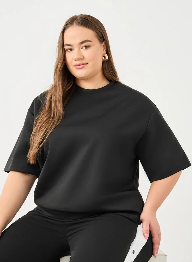 ستايلي Styli Plus Size Round Neck Oversized T-Shirt