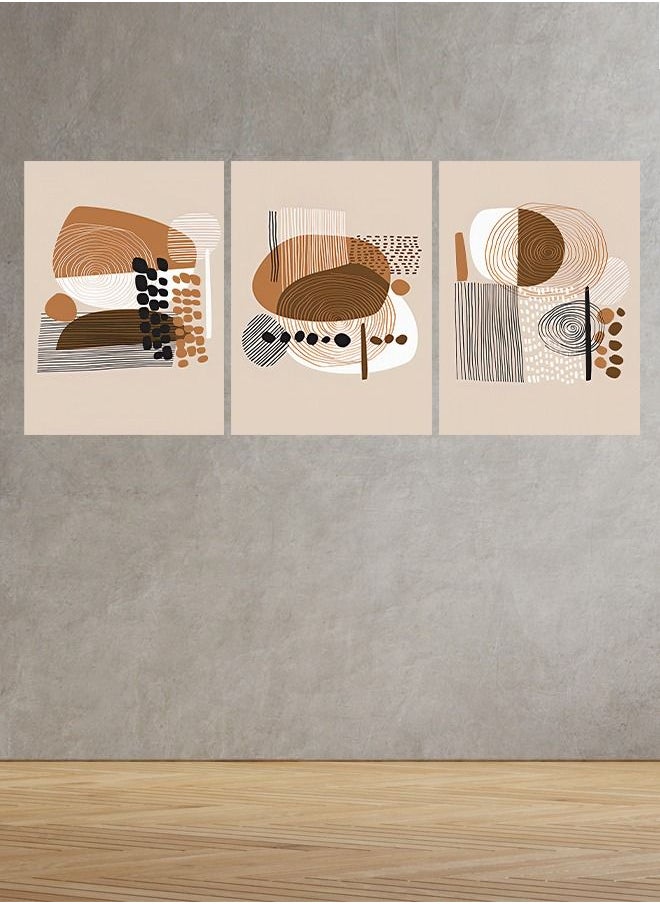 ماركتنا لوحة جدارية فنية لتزين الحائط بتصميم تجريدي، ثلاث قطع ،مقاس120X60سم  - Image 1