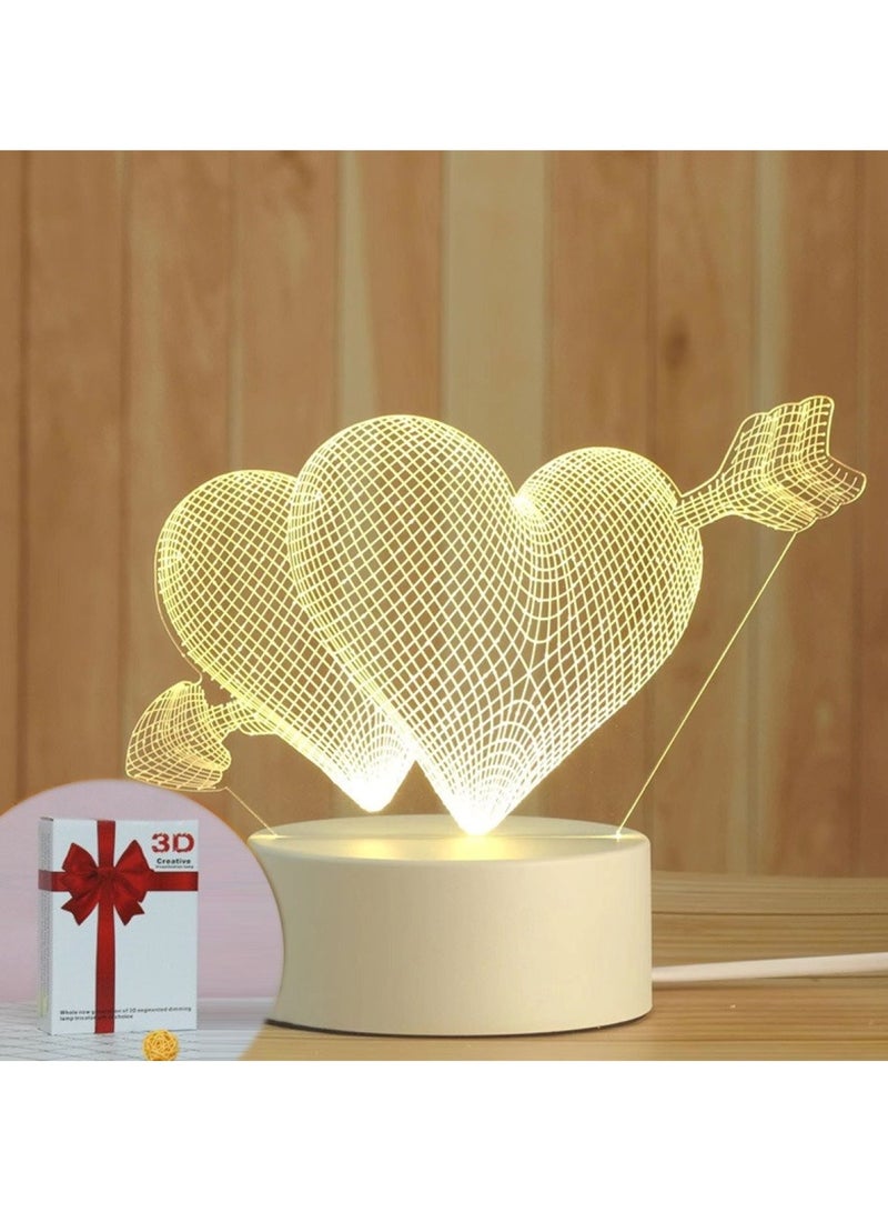 هويتك مصباح LED ثلاثي الأبعاد على شكل قلب وسهم باللون الأبيض  - Image 4