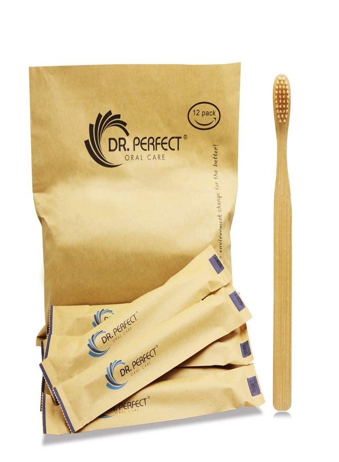 DR PERFECT Natural Bamboo Toothbrush Soft Bristles for Adults Pack of 12 - Image 1