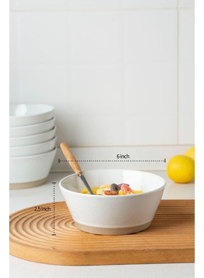 Famiware Saturn 6 Piece Stoneware Bowls Set in 5.5 inches, Serving Bowl for Cereal, Soup, Rice, Pasta, Scratch Resistant, Microwave & Dishwasher Safe, White  - Image 5