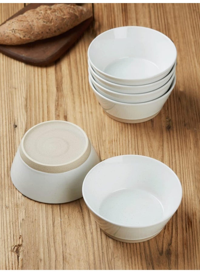 Famiware Saturn 6 Piece Stoneware Bowls Set in 5.5 inches, Serving Bowl for Cereal, Soup, Rice, Pasta, Scratch Resistant, Microwave & Dishwasher Safe, White  - Image 4