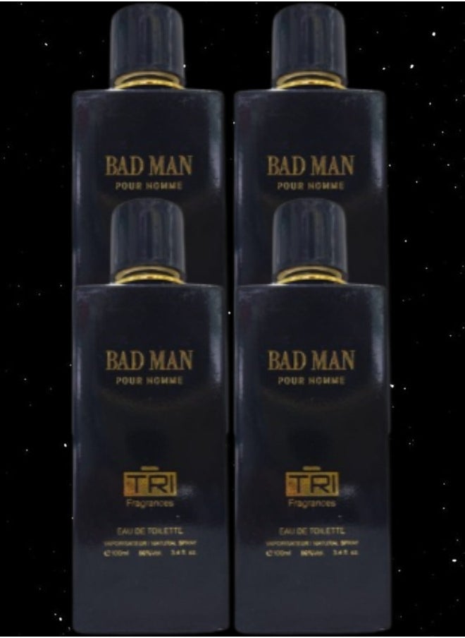 TRI - 4 Pieces Bad Man Perfume For Men 100ml EDT - Image 1