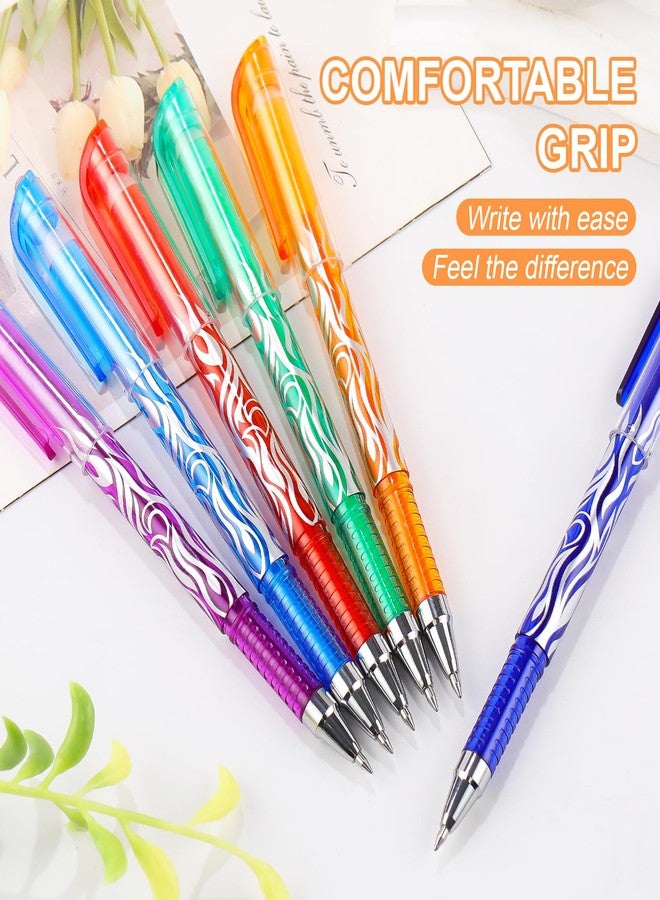 RIANCY 8 Pack Assorted Colored Ink Erasable Gel Pens, 0.5mm Fine Point, Flame Patterned Barrel, Comfortable Grip, with Eraser, Ideal for Journaling Note Taking Drawing School Office Art DIY Crafts - Image 5