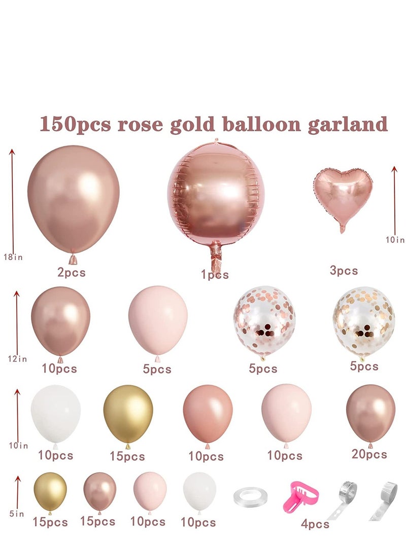 xppier 150pcs Rose Gold Balloon Garland - Image 5