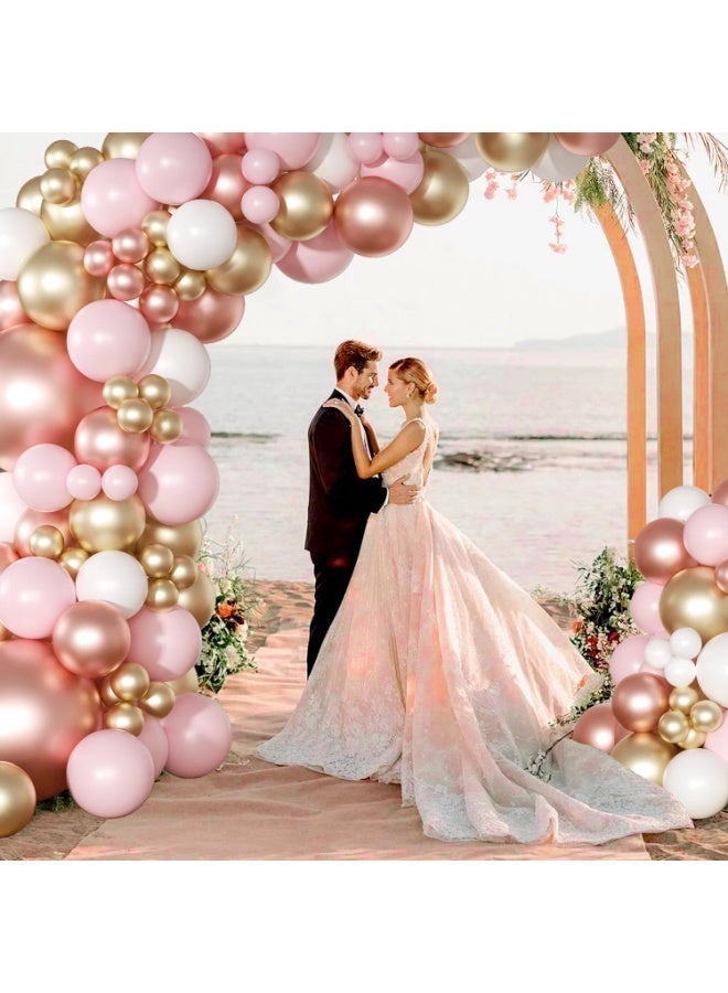 xppier Rose Gold Pink Balloon Arch Kit 150 Pcs rose gold Balloon Garland Kit Include Rose Gold Pink White Balloons for Wedding Birthday Bridal Baby Shower Party Decorations - Image 4