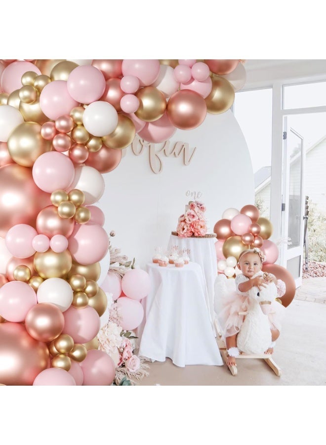 xppier Rose Gold Pink Balloon Arch Kit 150 Pcs rose gold Balloon Garland Kit Include Rose Gold Pink White Balloons for Wedding Birthday Bridal Baby Shower Party Decorations - Image 5