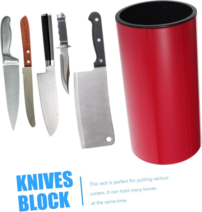 Garneck Universal Knife Block for the Kitchen - Metal Utensil Holder with Space for Kitchen Knives - Scissors and More - Practical Organiser for Drawer and Worktop - Red - Image 5