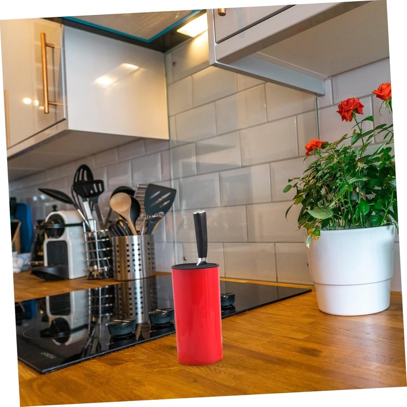 Garneck Universal Knife Block for the Kitchen - Metal Utensil Holder with Space for Kitchen Knives - Scissors and More - Practical Organiser for Drawer and Worktop - Red - Image 2