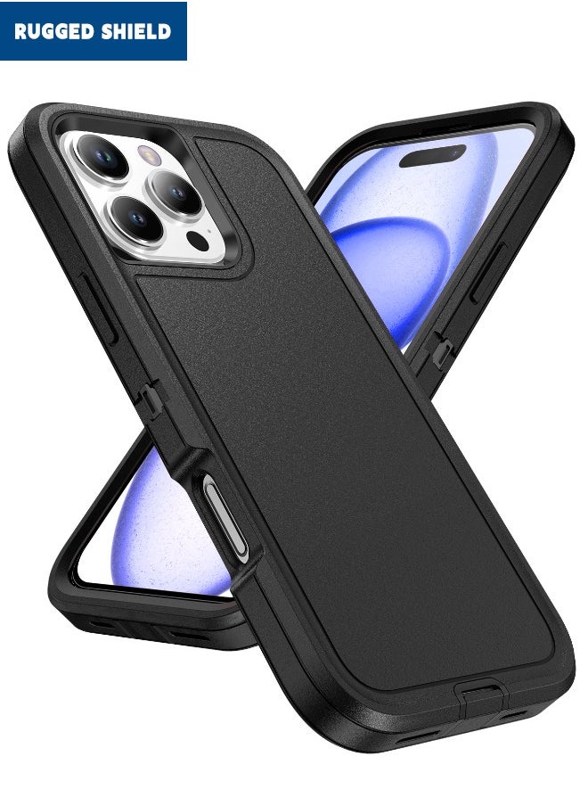 RUGGED SHIELD iPhone 16 Pro Case Cover, Durable Shockproof 3-Layer Heavy Duty Phone Case, [Military Grade Protective][Shockproof] [Drop-Proof] [Dust-Proof], Case Cover for Apple iPhone 16 Pro 2024 (Black)  - Image 1