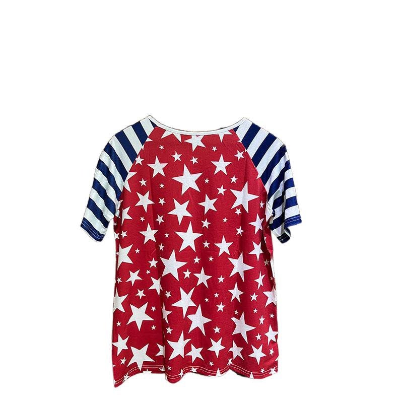 Women's Short Sleeve T-Shirt with Striped Star Print - Image 5