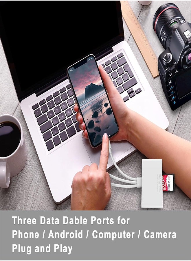 DMG TECH - SD Card Reader 5-in-1 Memory Card Reader USB OTG Adapter & SD Card Reader for i-Phone/i-Pad, USB C and USB A Devices - Image 1