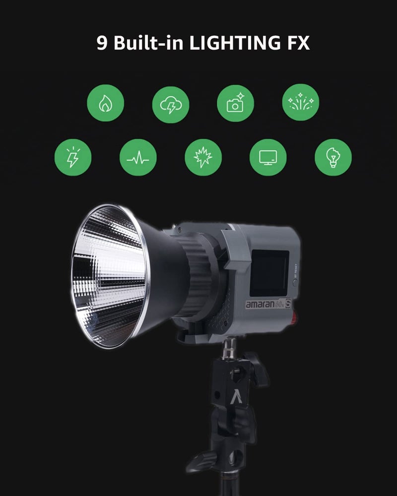 Aputure amaran COB 60xS Video Lighting amaran 60x Upgrade bi-Color Bowens Mount Point-Source LED Studio Light, SSI (D56) of 87, 33,300 lux @ 1m,App Control,9 Lighting FX (amaran 60x S) - Image 3
