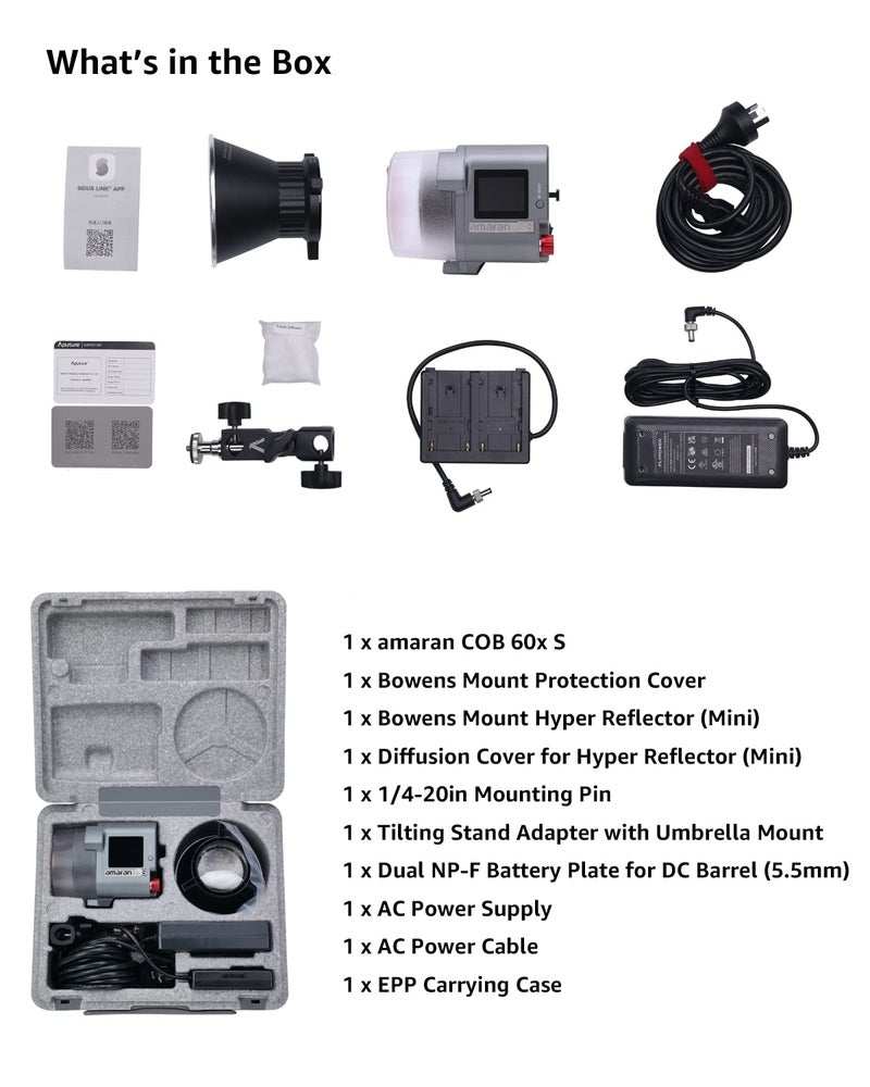 Aputure amaran COB 60xS Video Lighting amaran 60x Upgrade bi-Color Bowens Mount Point-Source LED Studio Light, SSI (D56) of 87, 33,300 lux @ 1m,App Control,9 Lighting FX (amaran 60x S) - Image 4