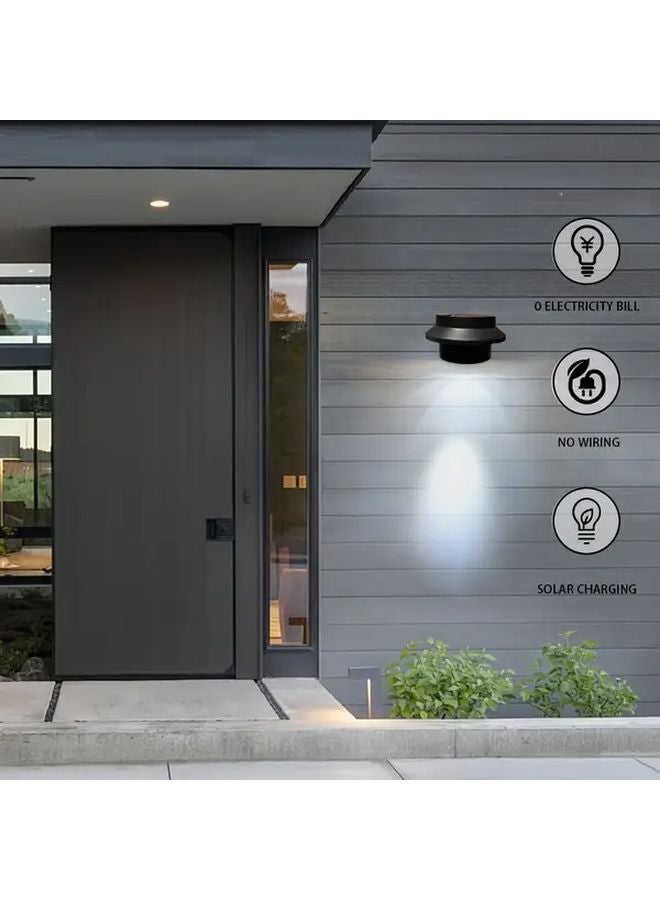 3 قطع أضواء الحائط الخارجية الشمسية ذات القشرة البيضاء والضوء الدافئ، إسقاط LED للحديقة - Image 5