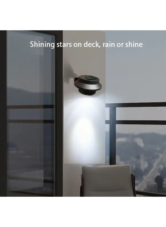 3 قطع أضواء الحائط الخارجية الشمسية ذات القشرة البيضاء والضوء الدافئ، إسقاط LED للحديقة - Image 3