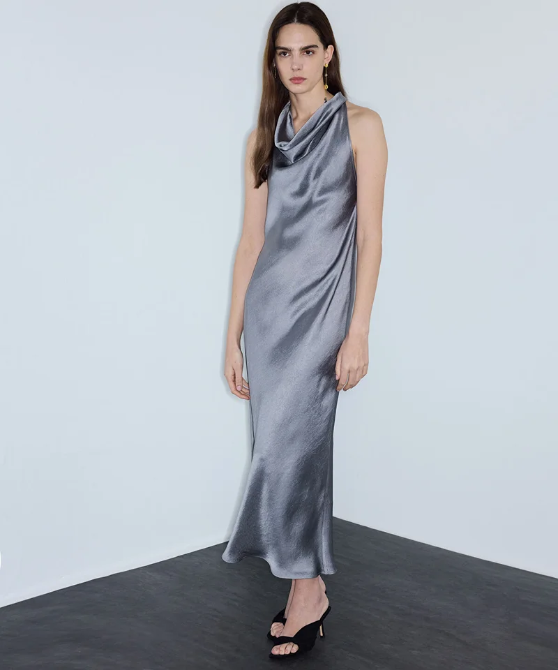 ابيكول Metallic-Finish Halter Dress