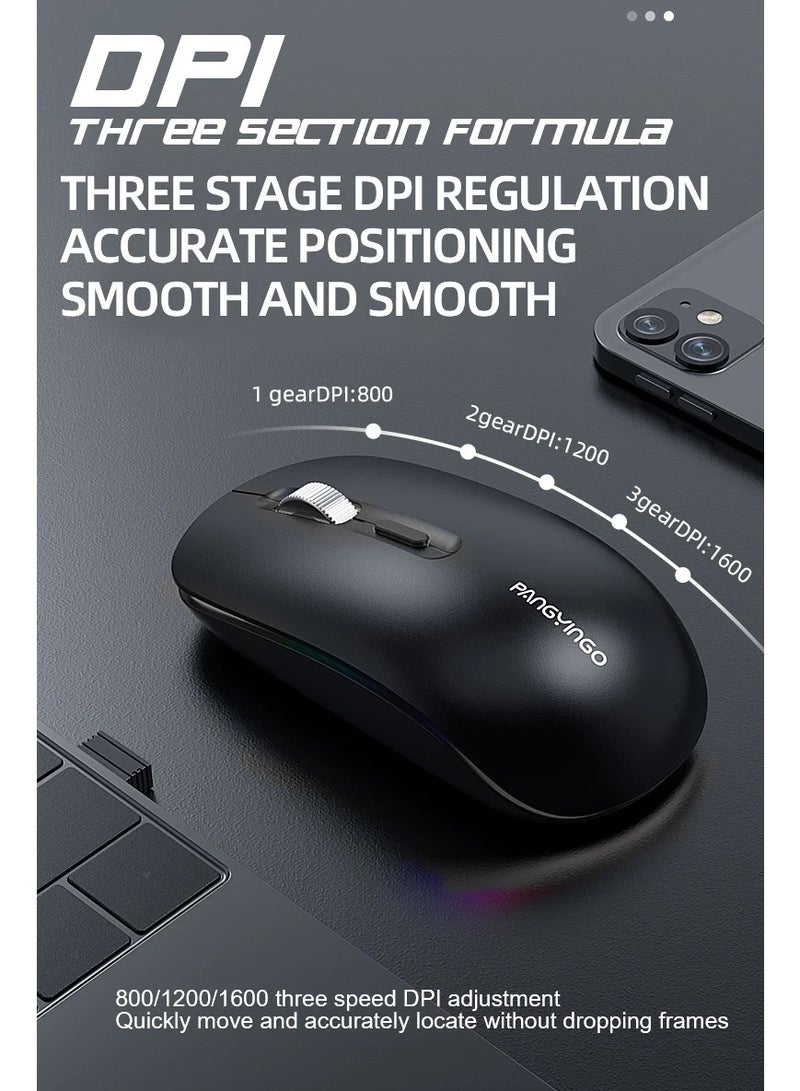 F107 Rechargeable Wireless Mouse Slim Silent Lightweight - Power Saving on/off button - 1600DPI  - Metal Roller -For office Business - Image 4