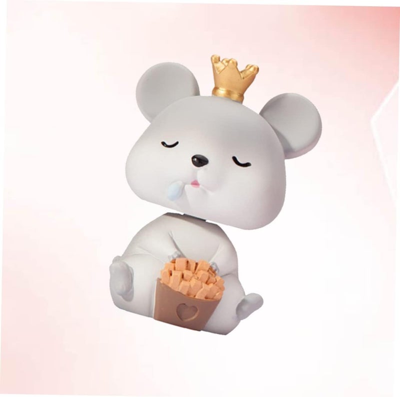 klarako 1pc Hamster Grey Doll Bedroom Shaking Head Favors Cartoon Figurines Resin Zodiac Decorations Ornaments Dash Party Gifts Chinese Christmas Car Crafts Rat for Home Toy - Image 1