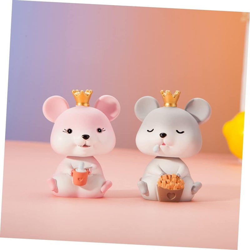 klarako 1pc Hamster Grey Doll Bedroom Shaking Head Favors Cartoon Figurines Resin Zodiac Decorations Ornaments Dash Party Gifts Chinese Christmas Car Crafts Rat for Home Toy - Image 3