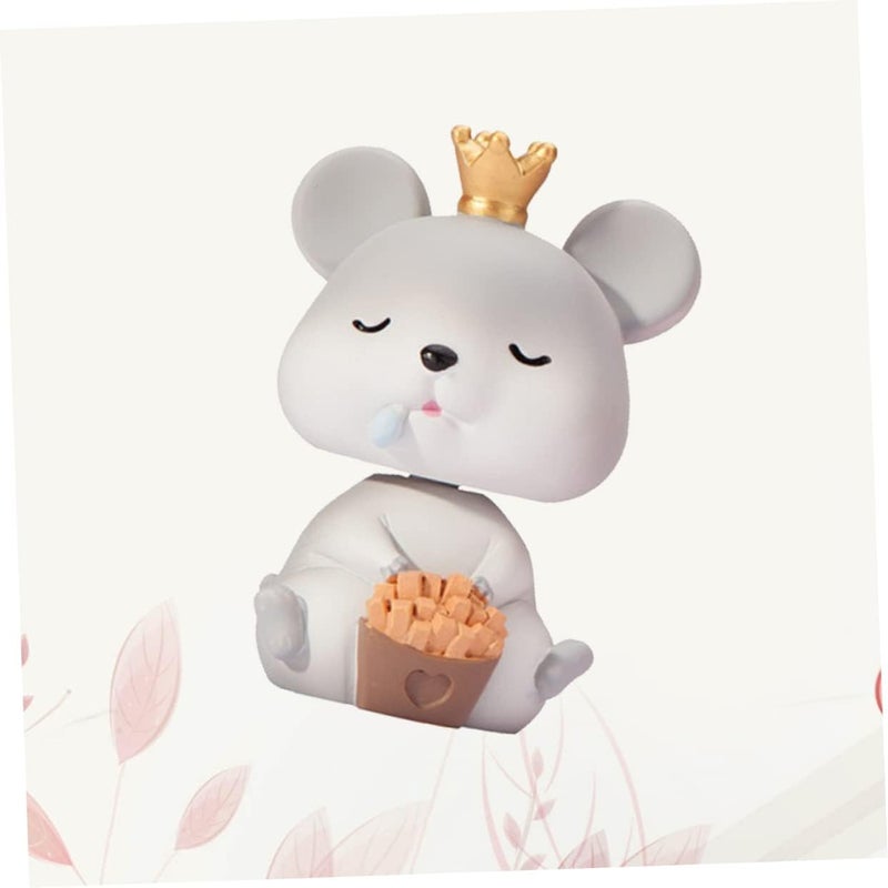 klarako 1pc Hamster Grey Doll Bedroom Shaking Head Favors Cartoon Figurines Resin Zodiac Decorations Ornaments Dash Party Gifts Chinese Christmas Car Crafts Rat for Home Toy - Image 5