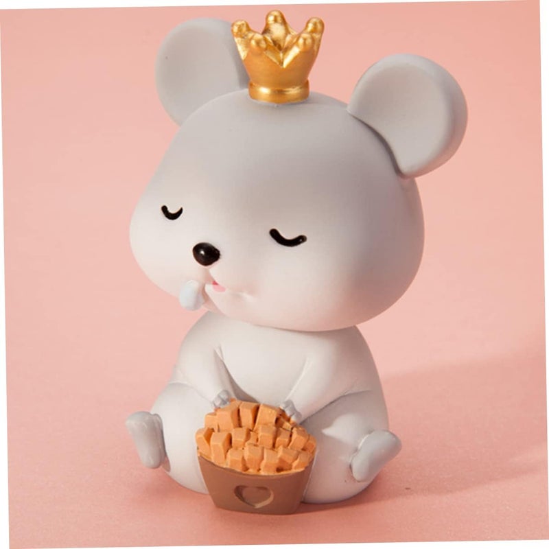 klarako 1pc Hamster Grey Doll Bedroom Shaking Head Favors Cartoon Figurines Resin Zodiac Decorations Ornaments Dash Party Gifts Chinese Christmas Car Crafts Rat for Home Toy - Image 2