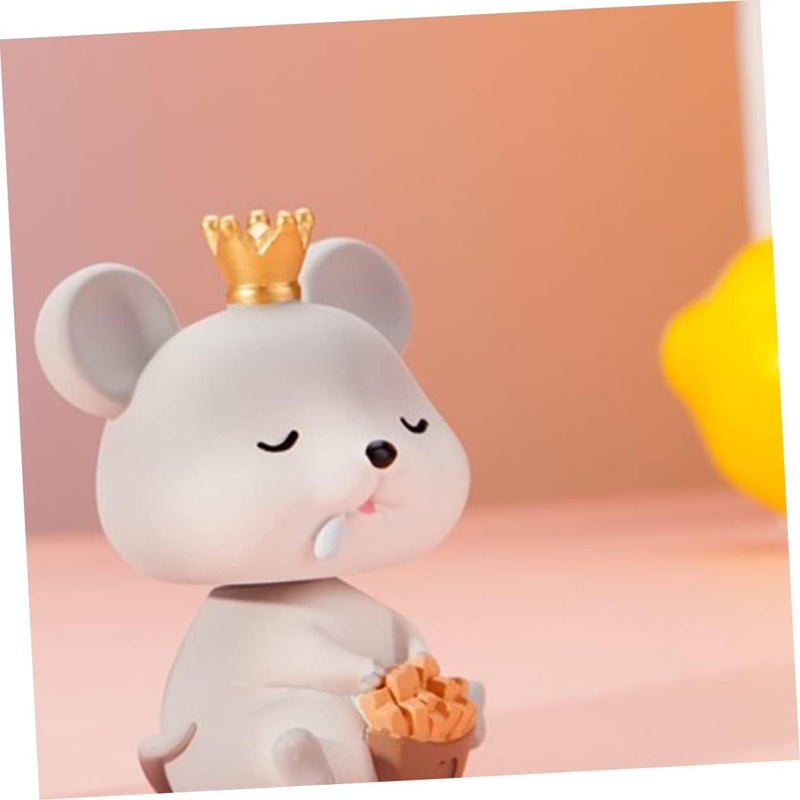 klarako 1pc Hamster Grey Doll Bedroom Shaking Head Favors Cartoon Figurines Resin Zodiac Decorations Ornaments Dash Party Gifts Chinese Christmas Car Crafts Rat for Home Toy - Image 4