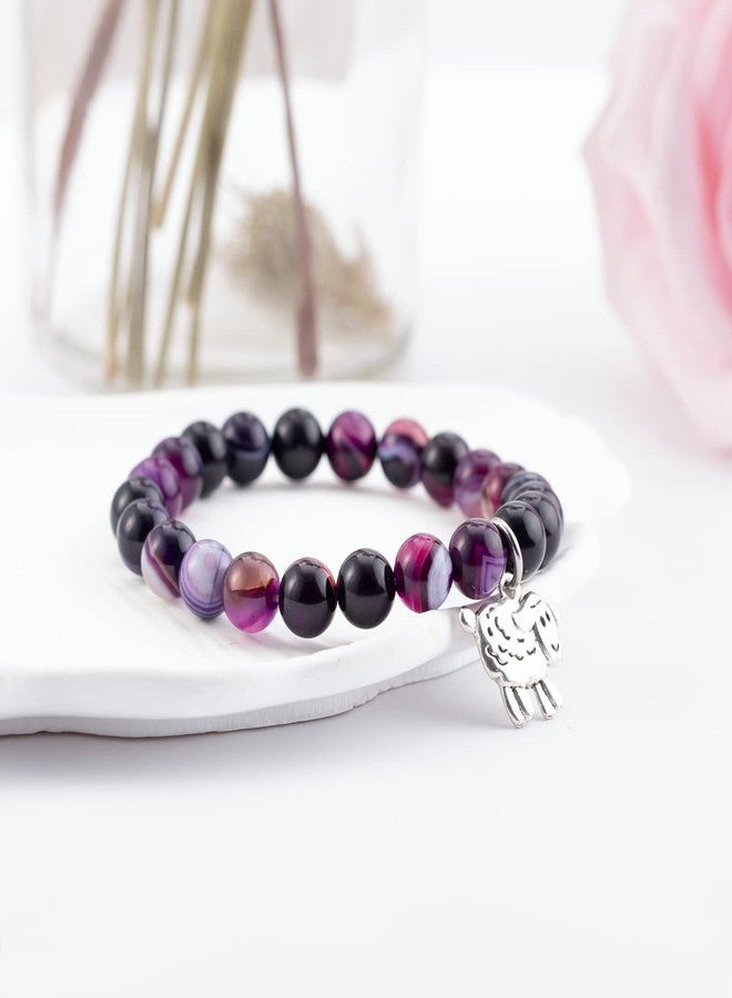 بارتنر هدايا ملهمة لمحبي الأغنام من بارتنر: سوار على شكل حيوان روحي على شكل خروف للنساء (بنفسجي) - Image 2