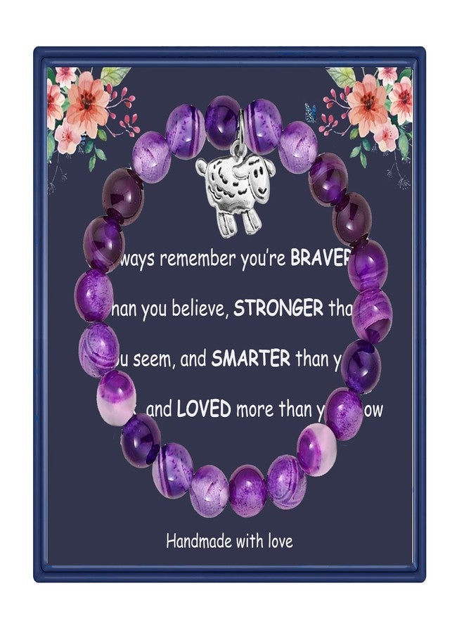 بارتنر هدايا ملهمة لمحبي الأغنام من بارتنر: سوار على شكل حيوان روحي على شكل خروف للنساء (بنفسجي) - Image 1