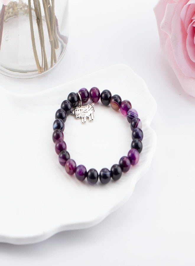 بارتنر هدايا ملهمة لمحبي الأغنام من بارتنر: سوار على شكل حيوان روحي على شكل خروف للنساء (بنفسجي) - Image 3