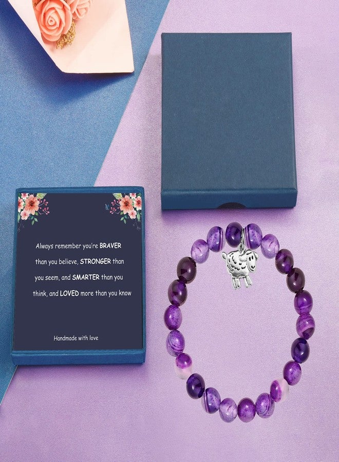 بارتنر هدايا ملهمة لمحبي الأغنام من بارتنر: سوار على شكل حيوان روحي على شكل خروف للنساء (بنفسجي) - Image 5