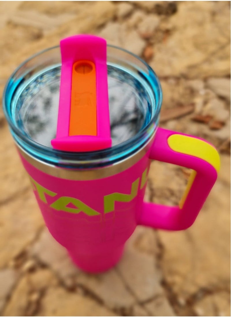 Stanley - Reverb Original 40oz Insulated Stainless Steel Travel Mug – Spacious Tumbler with Reusable Straw and Spill-Proof Lid, Keeps Drinks Hot or Cold for Hours, Ideal for Travel, Office, Gym, and Daily Hydration in Hot Magenta - Image 1
