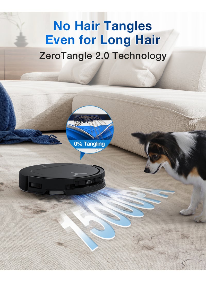 ECOVACS DEEBOT T50 PRO OMNI Robot Vacuum and Mop, 8.1 cm Ultra-Slim, 15,000Pa Suction, ZeroTangle 2.0, Live Video Cam, AIVI 3D Obstacle Avoidance, Auto Mop Wash & Dry, Self-Emptying, Black 75.0 W DDX67 black - Image 4