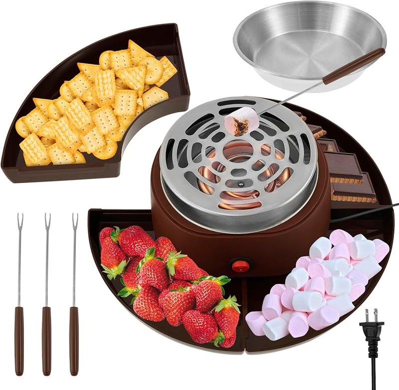 Electric S mores Maker Indoor Flameless Roaster with 4 Trays and Forks for Movie Night - Image 2